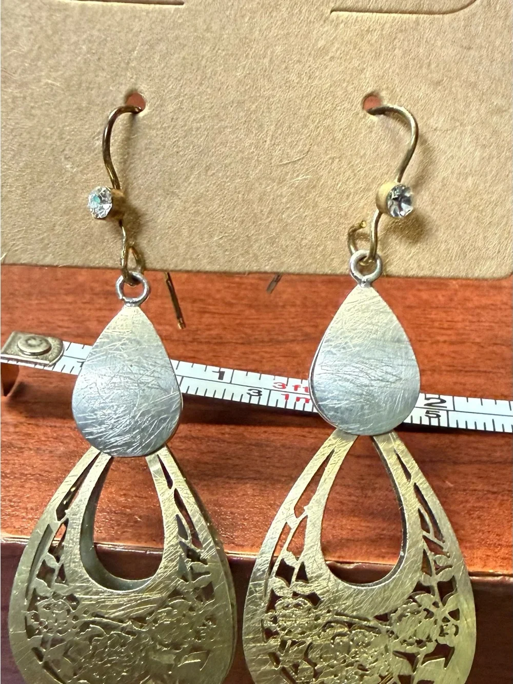 Gold-Tone Filigree Teardrop Dangle Earrings